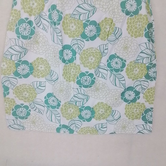 LOFT 100% Cotton Casual Short Skirt Size 12 Petite in White Green Floral Design - Picture 4 of 9